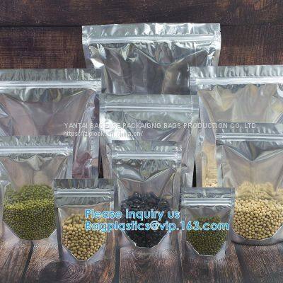 Pack Packaging Reusable Aluminium Foil Zip Lock Stand Up Food Pouches Bags With Tear Notch For Food Storage, Bagease