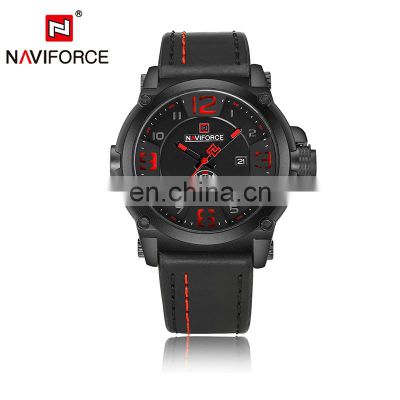 Leather Men Military Quartz Wirtwatch Calendar Chronograph Analog Sports Male Watch Men's Waterproof Clock relogi NAVIFORCE 9099