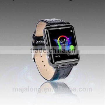 The latest calf-leather band Bluetooth 3.0 watch phone with GPS&Facebook&WeChat and remote control camera for J68 Smart Watch