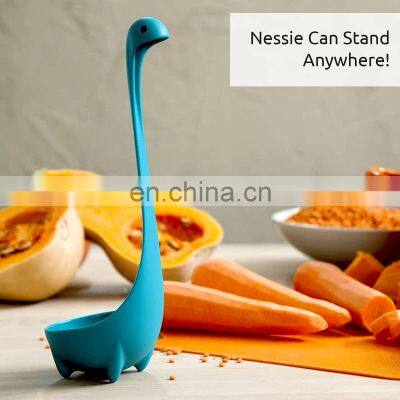 Nessie Ladle Spoon -Turquoise Cooking Ladle for Serving SoupHigh Heat Resistant Loch Ness Stand Up Soup Ladle