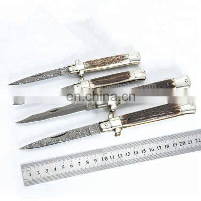 Manufacturers selling Damascus back lock camping knife handmade folding knife