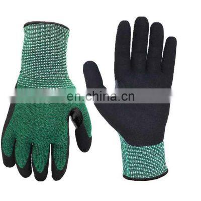 Factory Custom Green HPPE Nitrile Coated Palm Anti-Cut Resistant Hand Safety Work Gloves