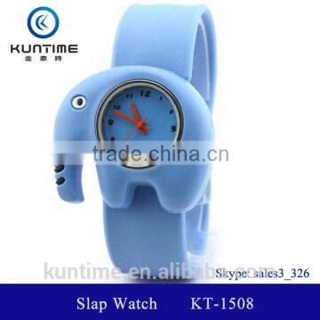 cute elephant slap watch with glass face quartz movt silicone strap for child