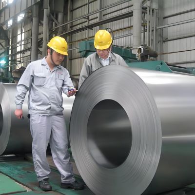 A large amount of aluminum zinc coated steel coils, perfect building materials