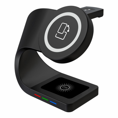 New Design 3 in1 5W-15W  wireless charger stand magnetic charging Quick Phone Charger with LED Light