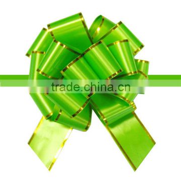 PP gold edge apple green ribbon pompom pull bow for flower decorative or gift packing