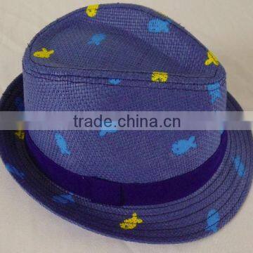 cheap boys' Floral Pattern Fedora Hat