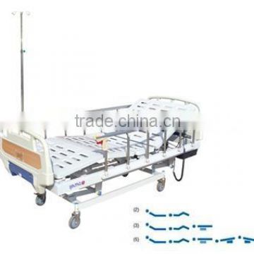 five function electric hospital icu bed AJ004/Easy to operate/with I.V. Pole, powder coated steel frame