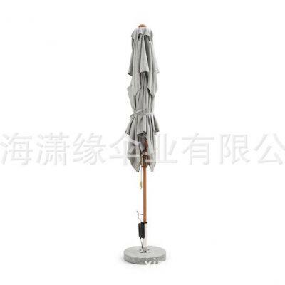 New outdoor umbrella with fan, pillar umbrella, imitation wooden frame, courtyard umbrella and USB quick charging port.