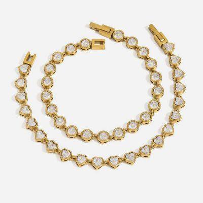 Stainless Steel Tennis Bracelet Gold Plated Cubic Zirconia Adjustable Waterproof Hypoallergenic Women Jewelry photo-3