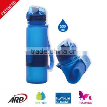 One Touch 650ml/22oz 500ml/16oz 350ml/12oz 3 Different Lid Platinum Silicone Water Bottle