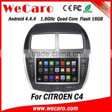 Wecaro Android 4.4.4 car dvd player double din for citroen c4 dvd gps radio tv bluetooth system android tv tuner