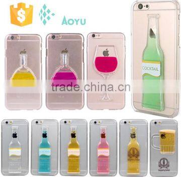 Wholesale Design logo 3D anti shock clear liquid phone case for iphone