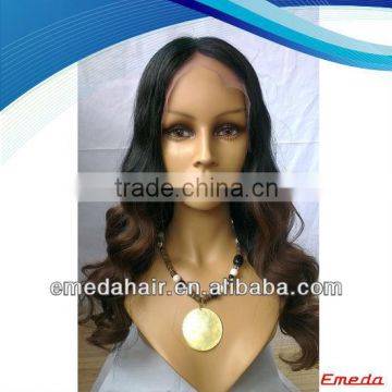 Wholesale mongolian glueless full lace wigs two tone body wave in stock