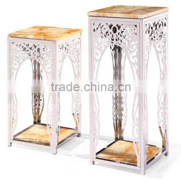 Square marble top stainless steel flower stand&coffee table for clubs