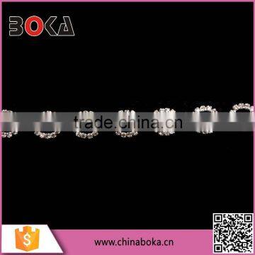 BOKA high quality round cycle crystal diamond trim banding, round cycle rhinestone banding trim for wedding dress