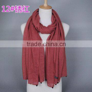 New Design Plain Blank Solid Color Cotton Ladies Fashion Scarves With Pendant photo-6