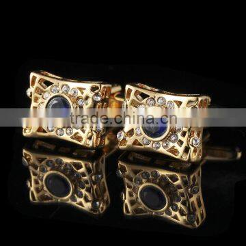 Fashion Men Shirt Button Wedding Party Crystal Gift Gold Cuff Links