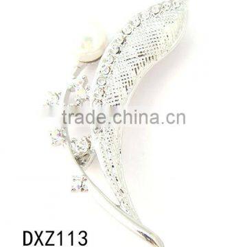 Long flower broochs pin.Zinc alloy broochs with rhinestone.Costume jewlery broochs