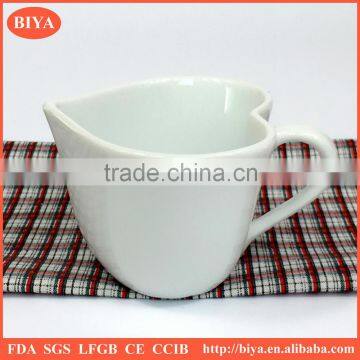 heart cup porcelain ceramic heart shape coffee cup with mini handle, peach shape tea cup