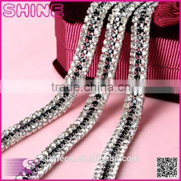 High quality 3 rows diy strass cup chain YIWU Wholesale 3mm AAA Hot fix Strong glue shining close Rhinestone chain                        
                                                Quality Choice