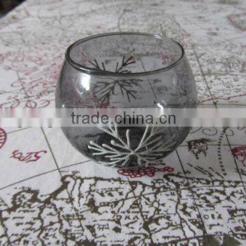 German Sell Well Hand painted Glass Candle Holder With Snow Shape