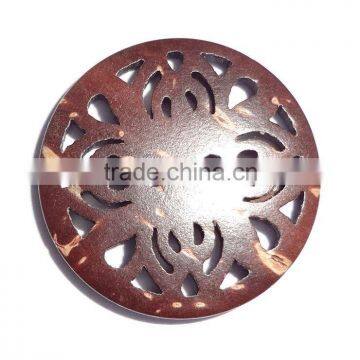 laser engraved decorative coconut shell wood button for clothing