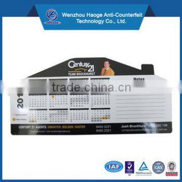 Full color Custom Printed house shape 2015 magnetic whiteboard calendar