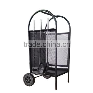 Firewood cart painted in black/ firewood storage cart