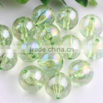 Lime Green Color Bulk Price 10MM to 20MM Stock Round Acrylic AB Effect Transparent Beads for Chunky Necklace Wholesales