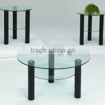 Modern teapoy / Glass coffee table with black legs