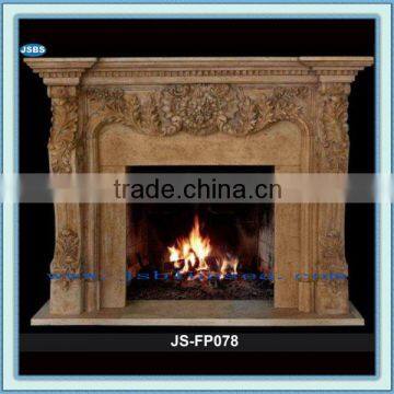 hand carved travertine fireplace mantel