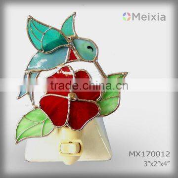 MX170012 tiffany style stained glass hummingbird night light