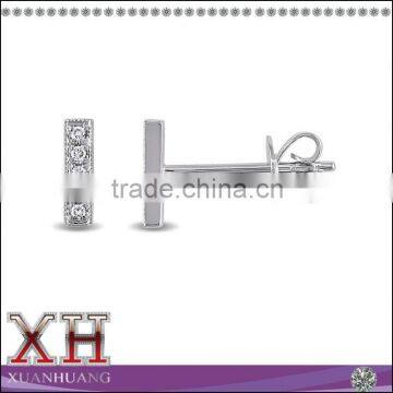 Hot Sale White Gold White Diamond Accent Bar Earrings Wholesale