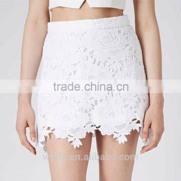 Pretty White Lace Skirt Women Crochet Ladies Skirt