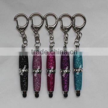 Multicolor Leather Stylus Touch Screen Pen Keyring Crystal Stylus Pen