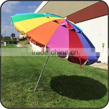 2.4M 16 FG Panels Rainbow Color Polyester Windproof Garden Umbrella