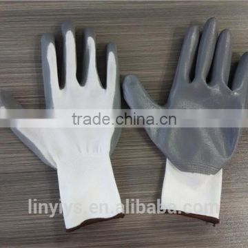 13 gauge gray nitrile coated white nylon gloves in China EN 388