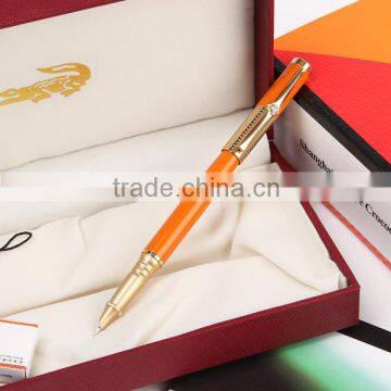 orange color Crocodile gold plating thin fountain pen for gift