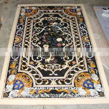 Pietra Dura Marble Inlay Dining Table Top, Inlay Marble Pietra Dura Dining Table Top