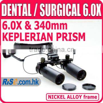 6.0x Dentist Frame 340mm Keplerian Prism Surgical Medical Dental Loupes