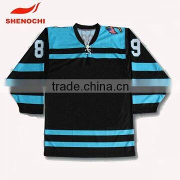 Top quality italy ink heat transfer printing youth hockey jerseys cheap