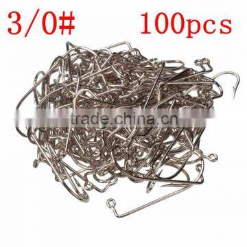 High Quality Size 3/0 Fishing Tools Lot 100PCS Jig Hook Jig Big Stainless Steel Fishing Hooks White Color Fish Hook