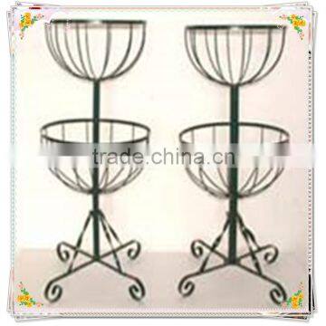 2 tire metal flower pot stand used in indoor and outdoor