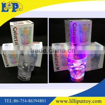 Colorful induction led flash skull shape cup