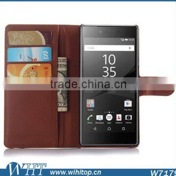 New Arrival Litchi Leather Wallet Flip Stand Pouch Cover Case for Sony Xperia Z5 photo-6