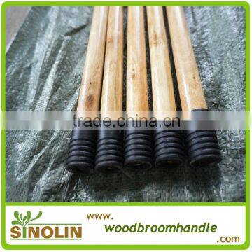 varnished wooden broom handle with greek screw