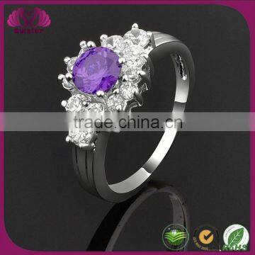 Hot Sell Simple Design Fashion Ring Purple Heart Shaped Engagement Rings