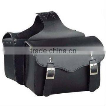 Waterproof Black Leather Medium Motorcycle Saddle Bags