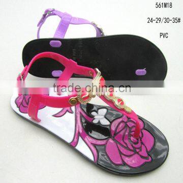 Latest design pretty fancy girls PVC jelly sandals